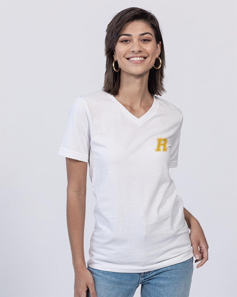 Royalenova Varsity R Style Unisex Jersey V-Neck Tee | B&C